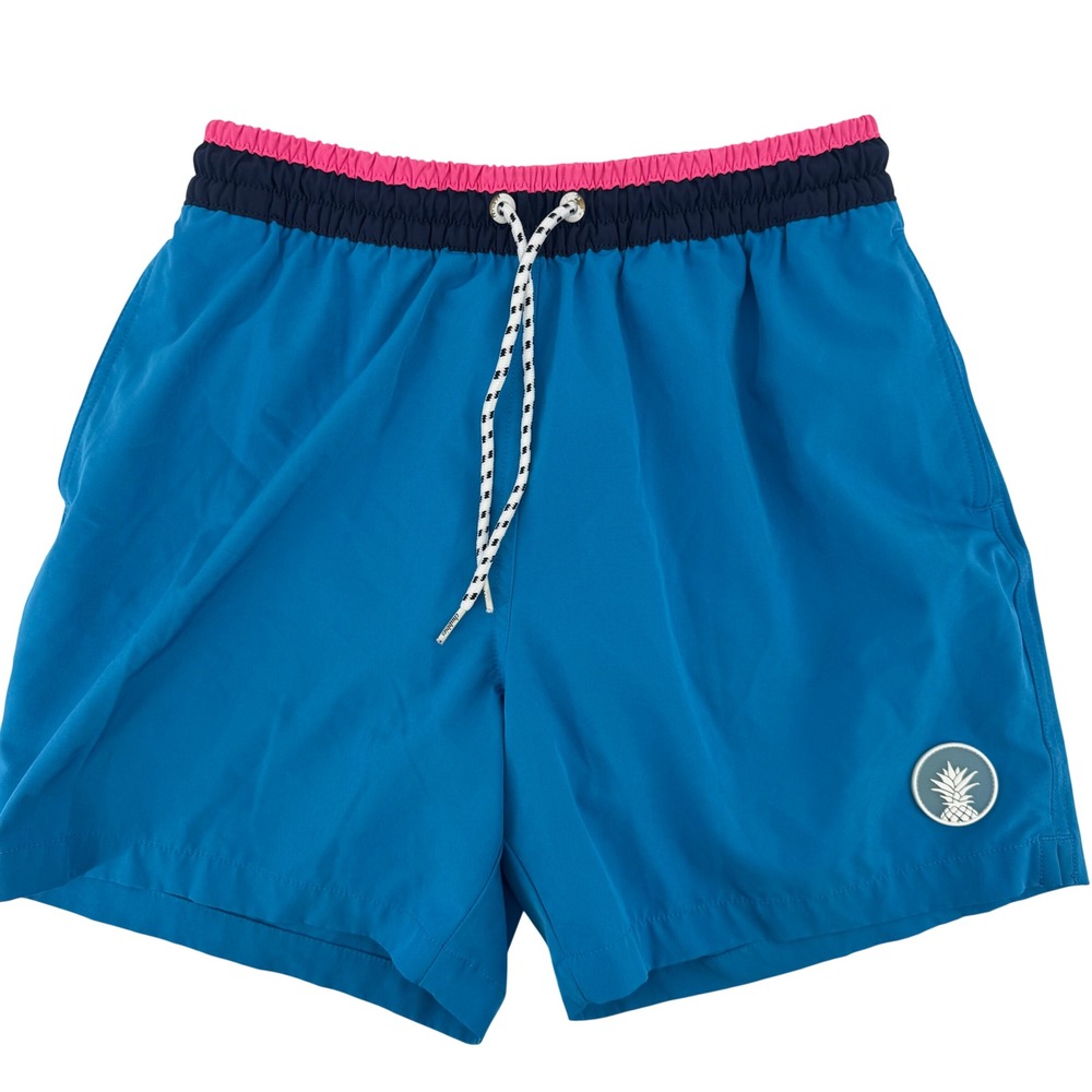 Chubbies Mens 5.5 Inch Inseam Swim Trunks Blue Pink Navy Waistband Small